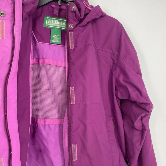 L.L Bean Jacket Women's S Purple Hooded Full Zipped Snap Long Sleeve Windbreaker - Picture 11 of 11